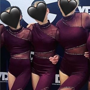 Weissman dance costume - maroon - custom rhinestones added!